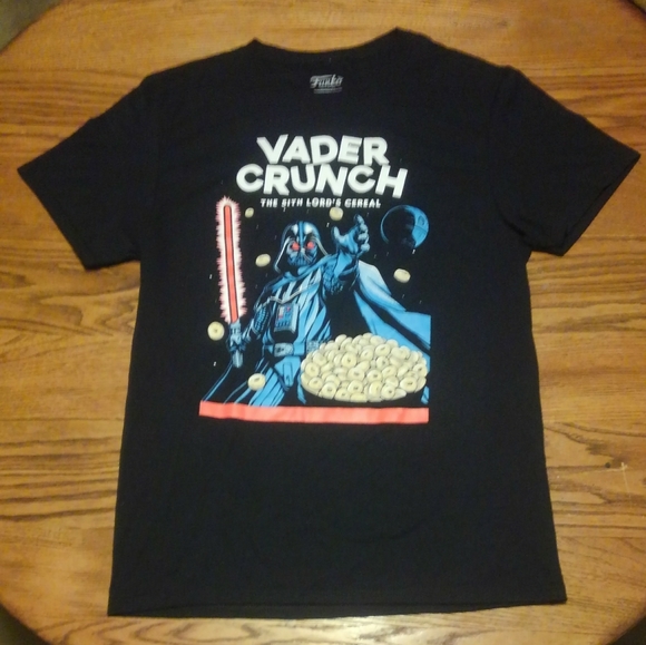✨Funko Pop Tee ⭐ Star Wars 🔥Darth Vader Crunch Shirt Medium 🖤 Cereal Sith 😈 - Picture 1 of 6